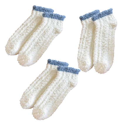 Anna-Kaci 3 Pairs Plush Anti-Slip Fuzzy Ankle Socks with Soft Cuff Trim