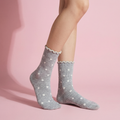 Anna-Kaci 3 pares de calcetines de media pantorrilla con lunares y borde rizado para mujer