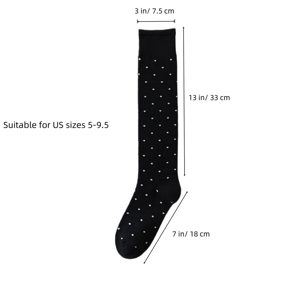 Anna-Kaci Women's 2-Pair Knee-High Socks with Classic Polka Dot Pattern Soft Stretch Fabric Perfect for Gifting and Everyday Wear