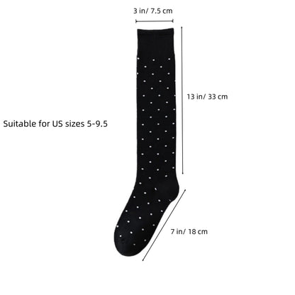 Anna-Kaci Women's 2-Pair Knee-High Socks with Classic Polka Dot Pattern Soft Stretch Fabric Perfect for Gifting and Everyday Wear