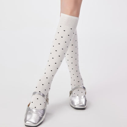 Anna-Kaci Women's 2-Pair Knee-High Socks with Classic Polka Dot Pattern Soft Stretch Fabric Perfect for Gifting and Everyday Wear
