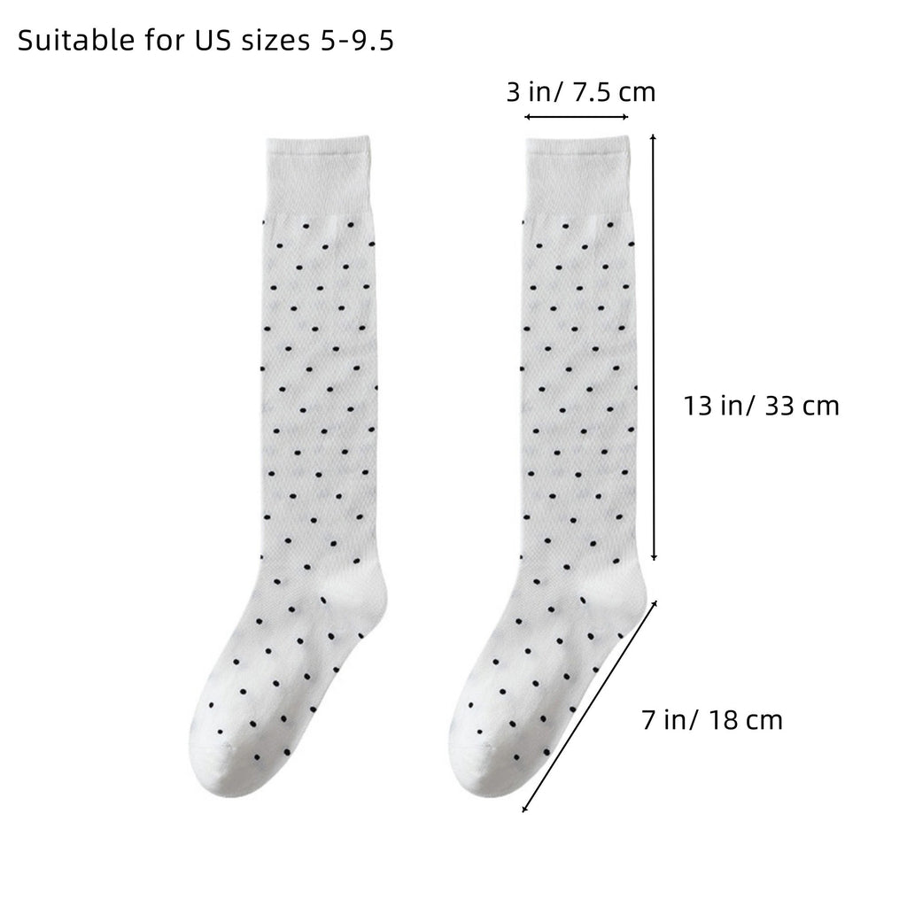 Anna-Kaci Women's 2-Pair Knee-High Socks with Classic Polka Dot Pattern Soft Stretch Fabric Perfect for Gifting and Everyday Wear