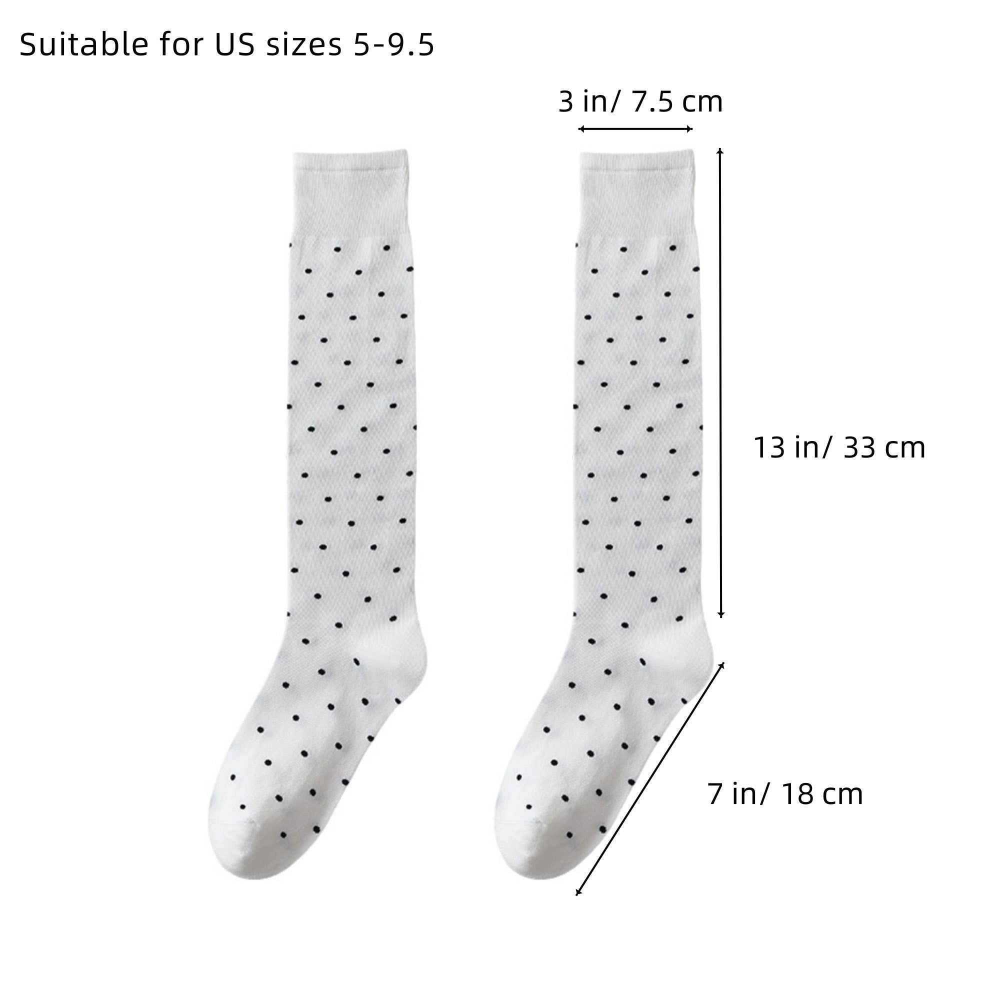 Anna-Kaci Women's 2-Pair Knee-High Socks with Classic Polka Dot Pattern Soft Stretch Fabric Perfect for Gifting and Everyday Wear