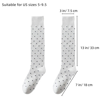 Anna-Kaci Women's 2-Pair Knee-High Socks with Classic Polka Dot Pattern Soft Stretch Fabric Perfect for Gifting and Everyday Wear