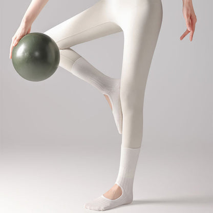 Anna-Kaci 2-Pair Non-Slip Pilates Socks with Open Instep Cutout and Ribbed Knit Design for Yoga, Barre, and Dance Workouts