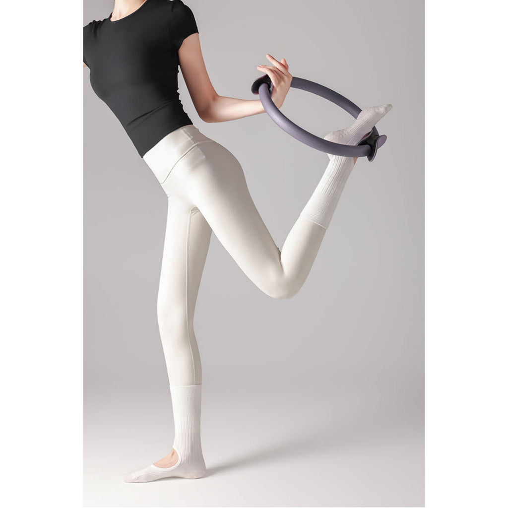 Anna-Kaci 2-Pair Non-Slip Pilates Socks with Open Instep Cutout and Ribbed Knit Design for Yoga, Barre, and Dance Workouts