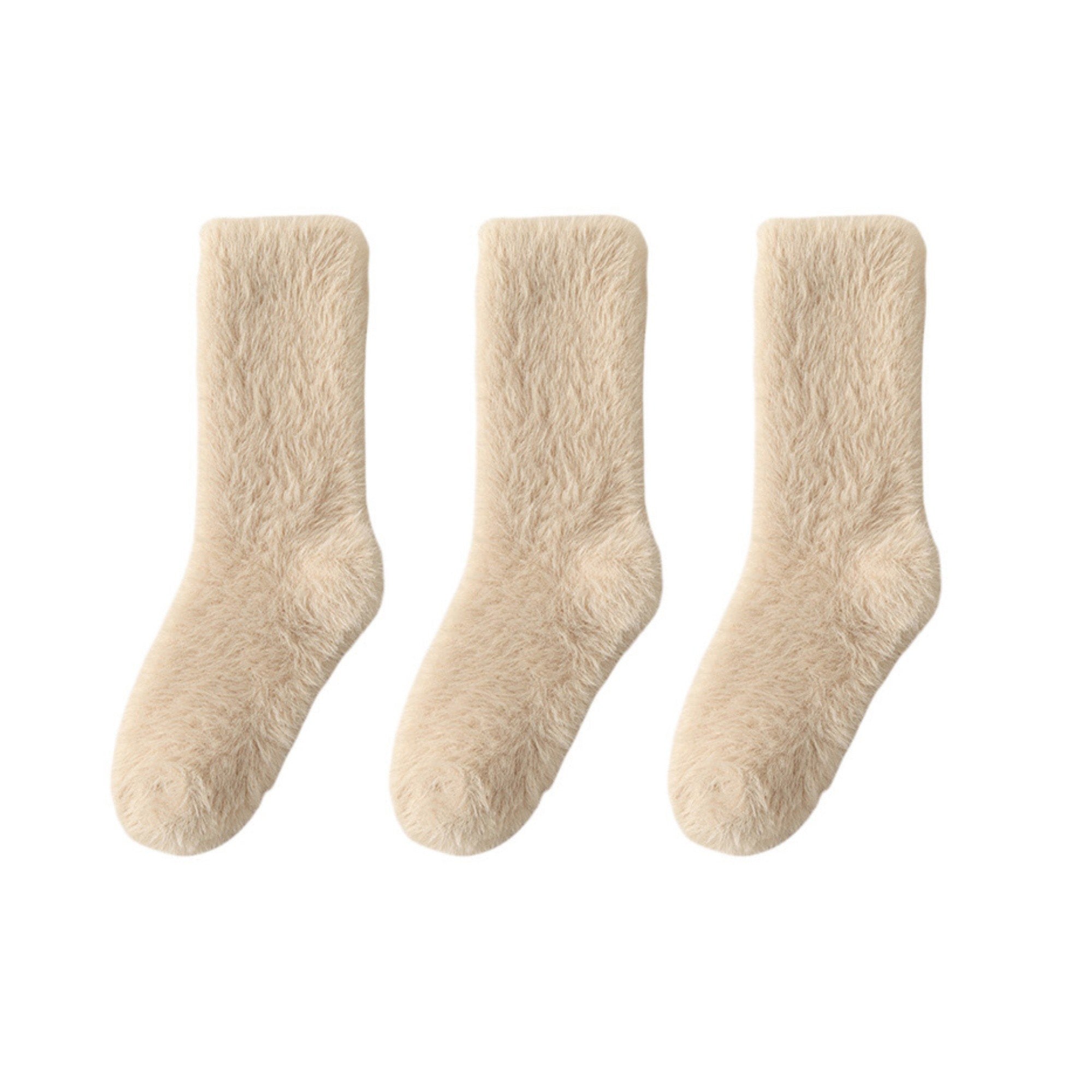 Anna-Kaci 3-Pair Plush Fuzzy Socks with Soft Fluffy Texture and Mid-Calf Design for Warmth and Comfort