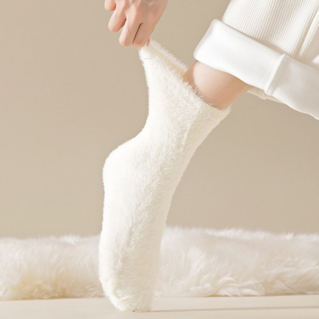 Anna-Kaci 3-Pair Plush Fuzzy Socks with Soft Fluffy Texture and Mid-Calf Design for Warmth and Comfort