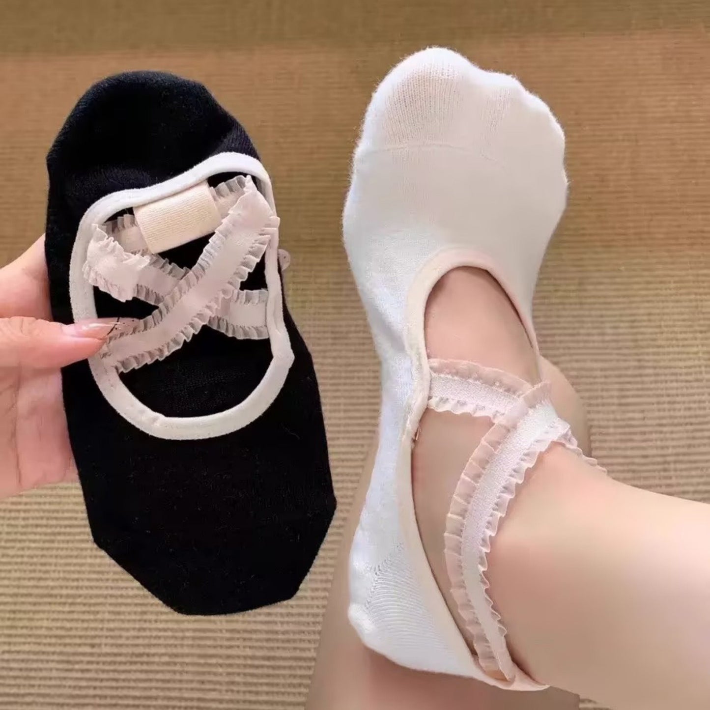 Anna-Kaci Yoga and Pilates Grip Sock and Fingerless Glove Set with Anti-Slip Design and Elastic Straps for Secure Fit