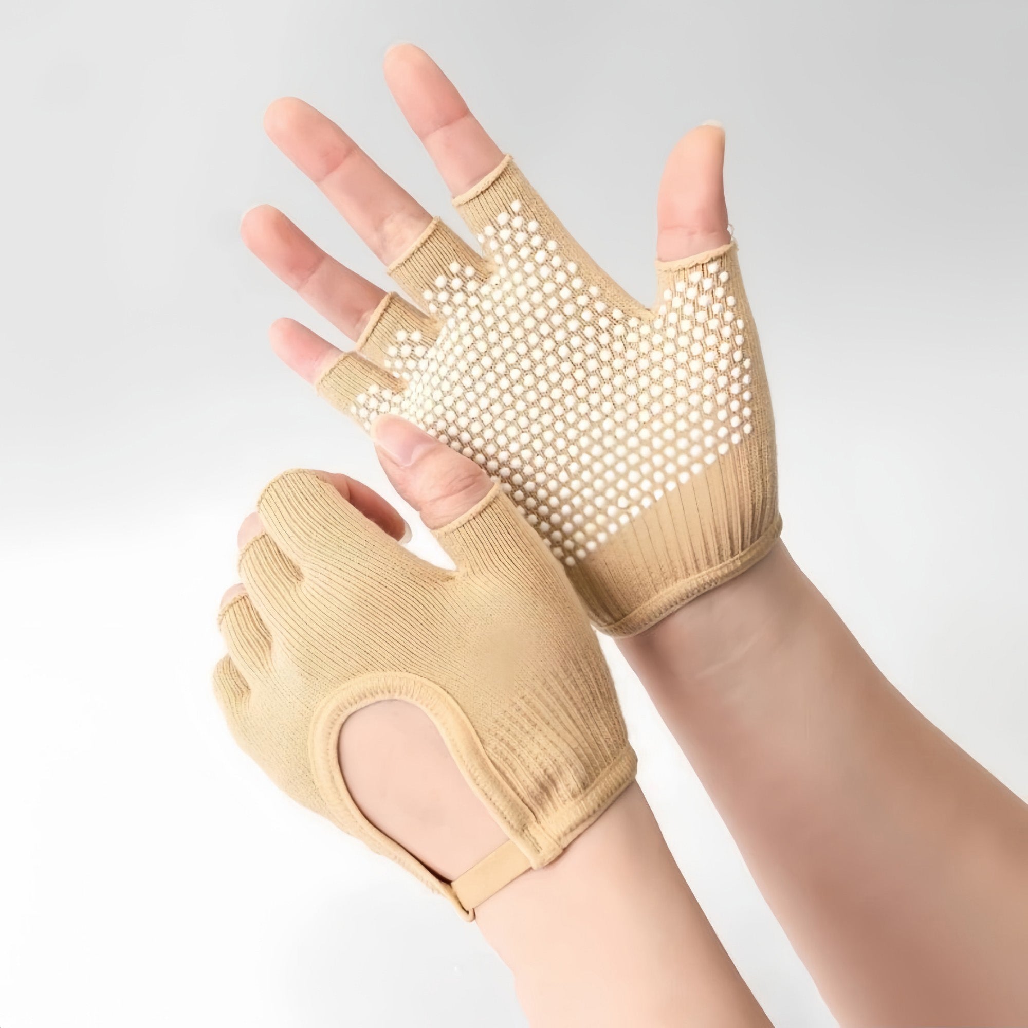 Anna-Kaci Yoga and Pilates Toe Sock and Fingerless Glove Set with Anti-Slip Grip and Breathable Stretch Fabric