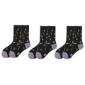 Anna-Kaci Women's 3-Pair Floral Pattern Crew Socks with Scalloped Cuff and Allover Knit Design for Everyday Feminine Style