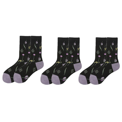 Anna-Kaci Women's 3-Pair Floral Pattern Crew Socks with Scalloped Cuff and Allover Knit Design for Everyday Feminine Style