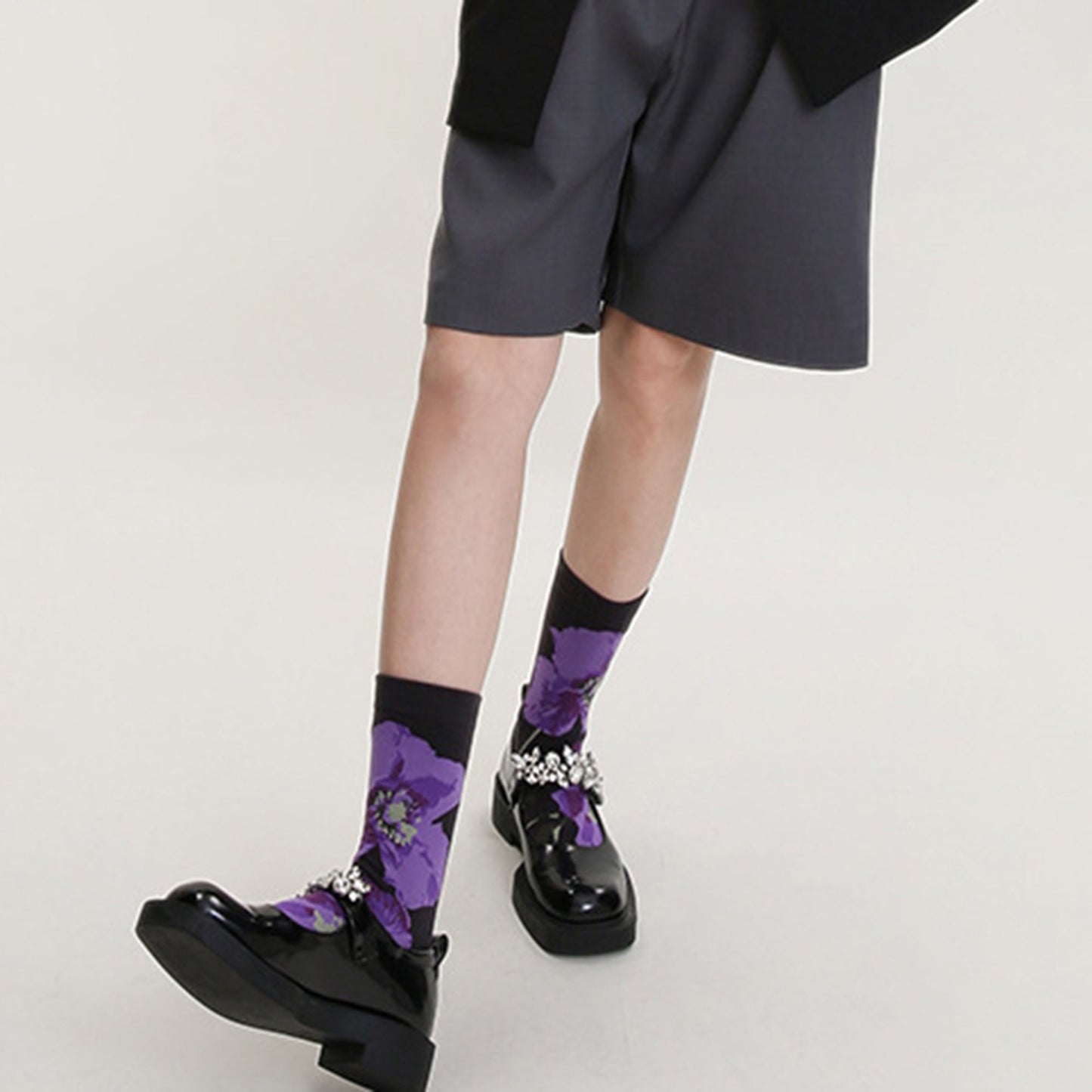 Anna-Kaci Women's 3-Pair Floral Pattern Crew Socks with Scalloped Cuff and Allover Knit Design for Everyday Feminine Style