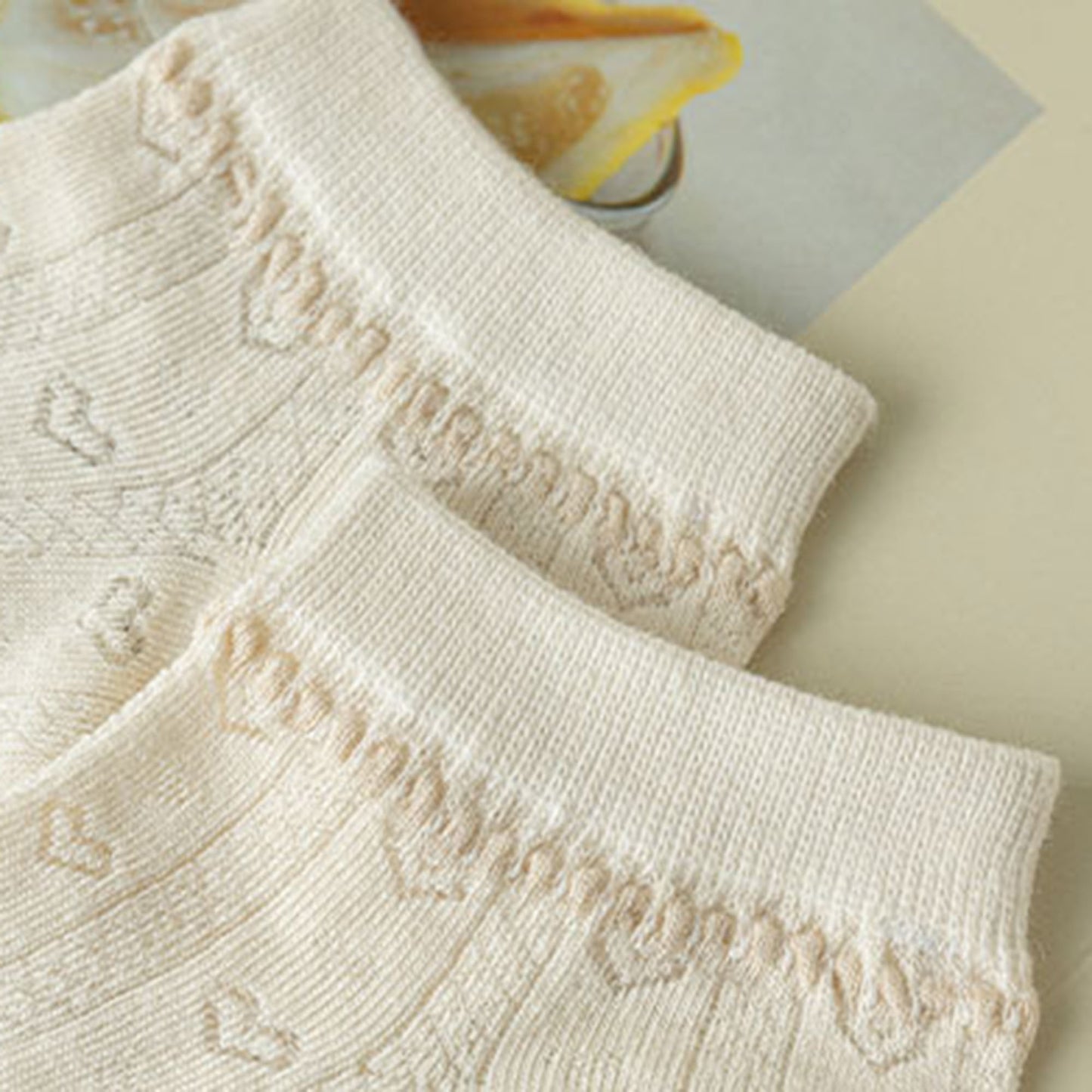 Anna-Kaci Women's 5-Pair Knit Ankle Socks with Delicate Heart Pattern and Ruffled Cuff Detail for Sweet Everyday Style