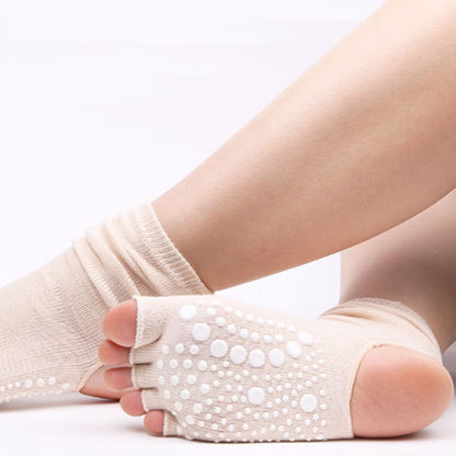 Anna-Kaci Women's Open Toe Grip Yoga Socks with Anti-Slip Sole and Cut-Out Instep Design for Pilates and Barre Workouts