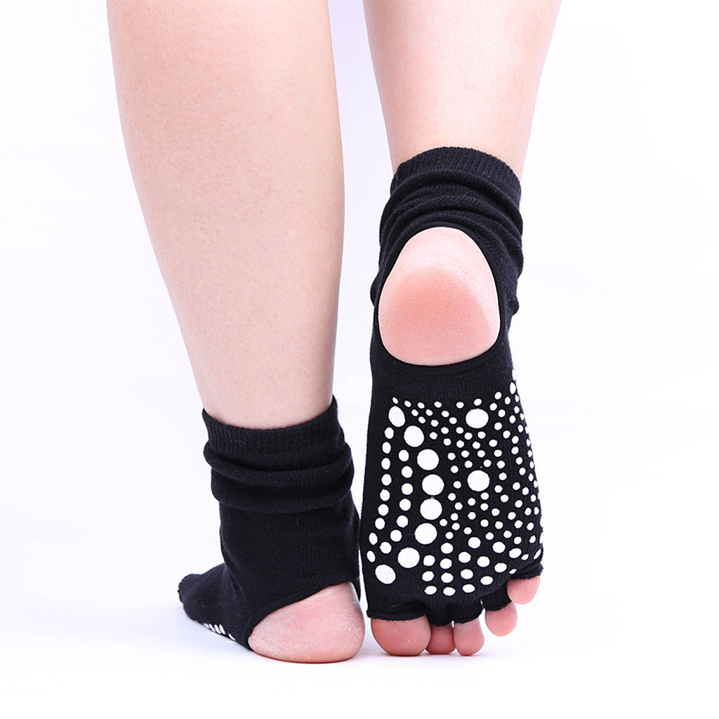 Anna-Kaci Women's Open Toe Grip Yoga Socks with Anti-Slip Sole and Cut-Out Instep Design for Pilates and Barre Workouts