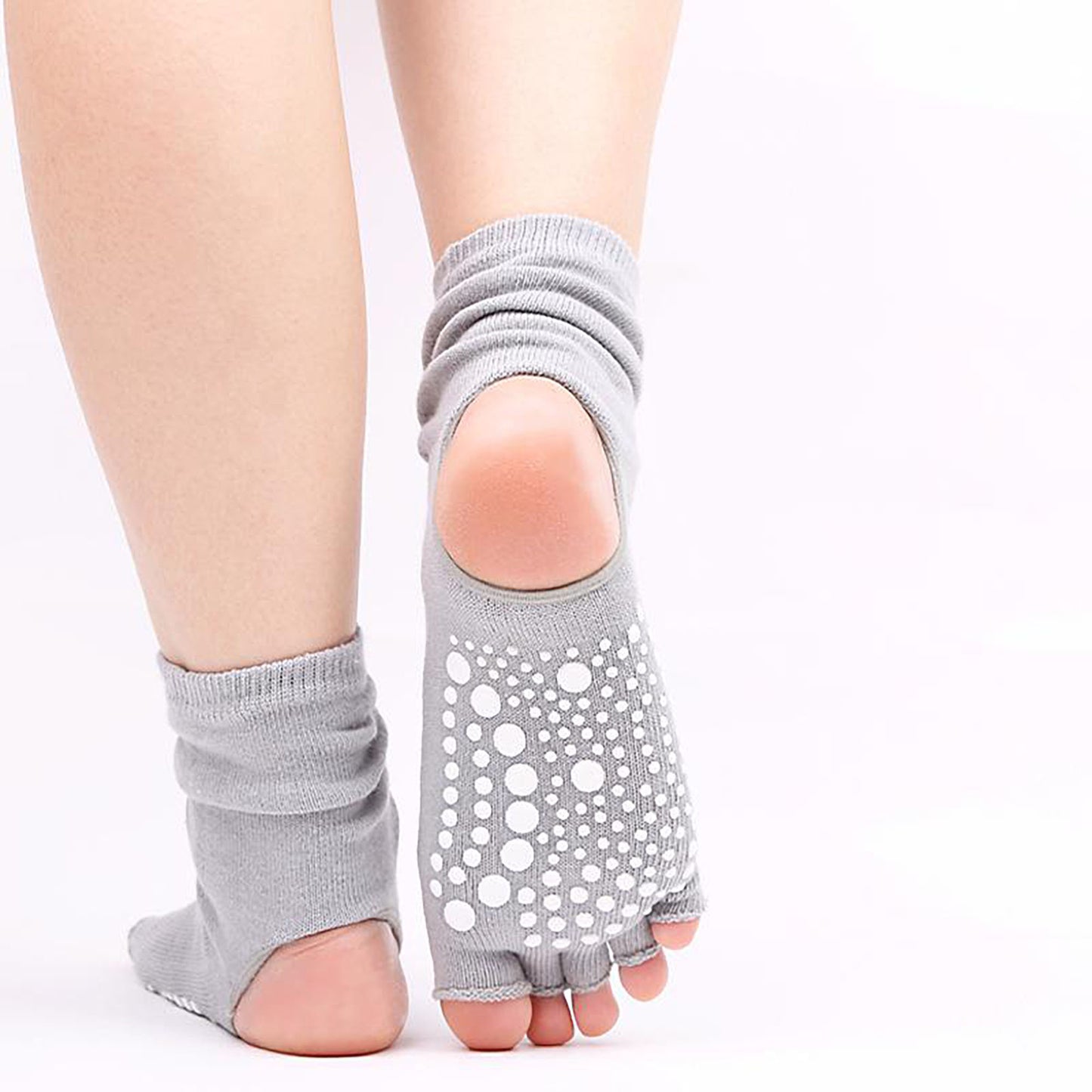 Anna-Kaci Women's Open Toe Grip Yoga Socks with Anti-Slip Sole and Cut-Out Instep Design for Pilates and Barre Workouts