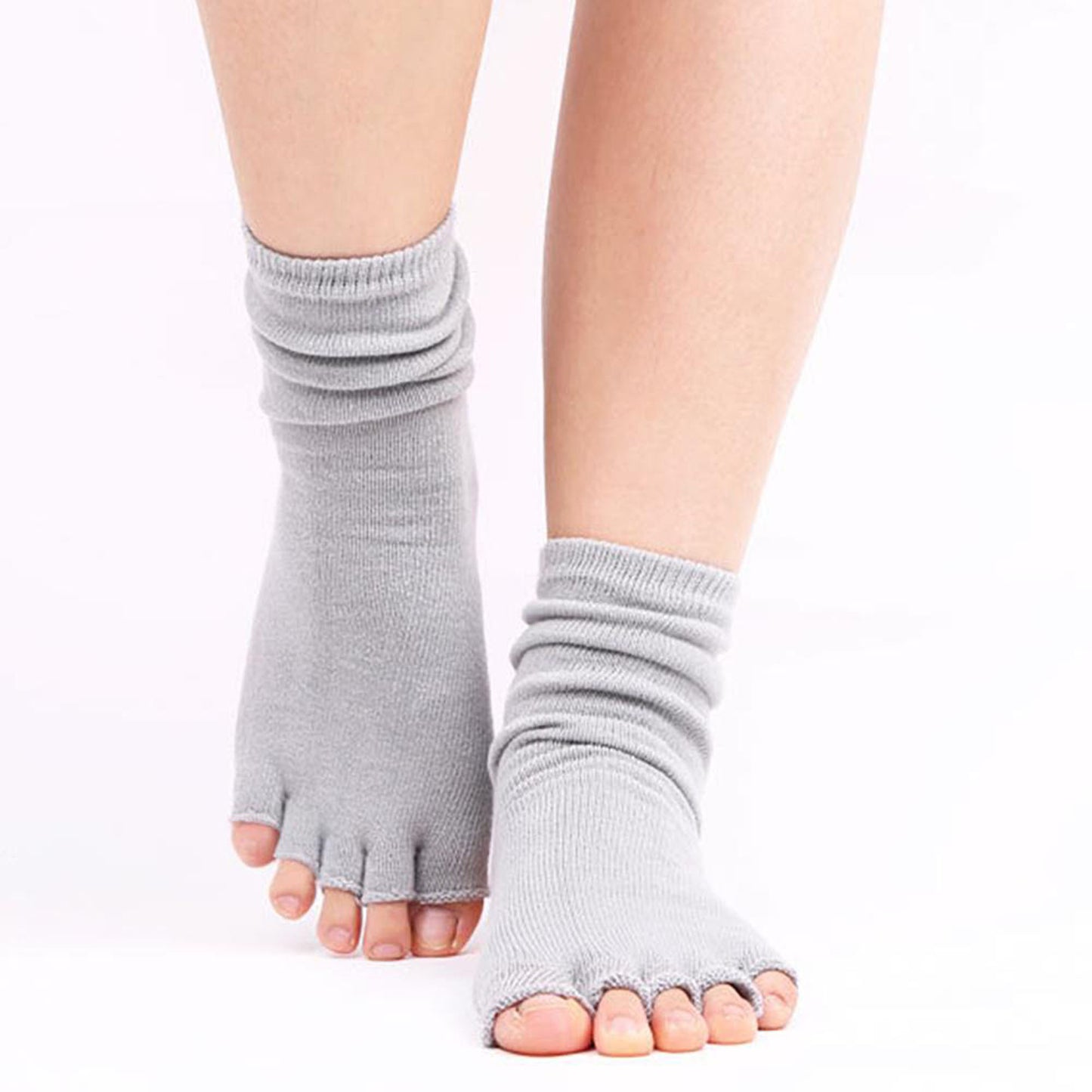 Anna-Kaci Women's Open Toe Grip Yoga Socks with Anti-Slip Sole and Cut-Out Instep Design for Pilates and Barre Workouts