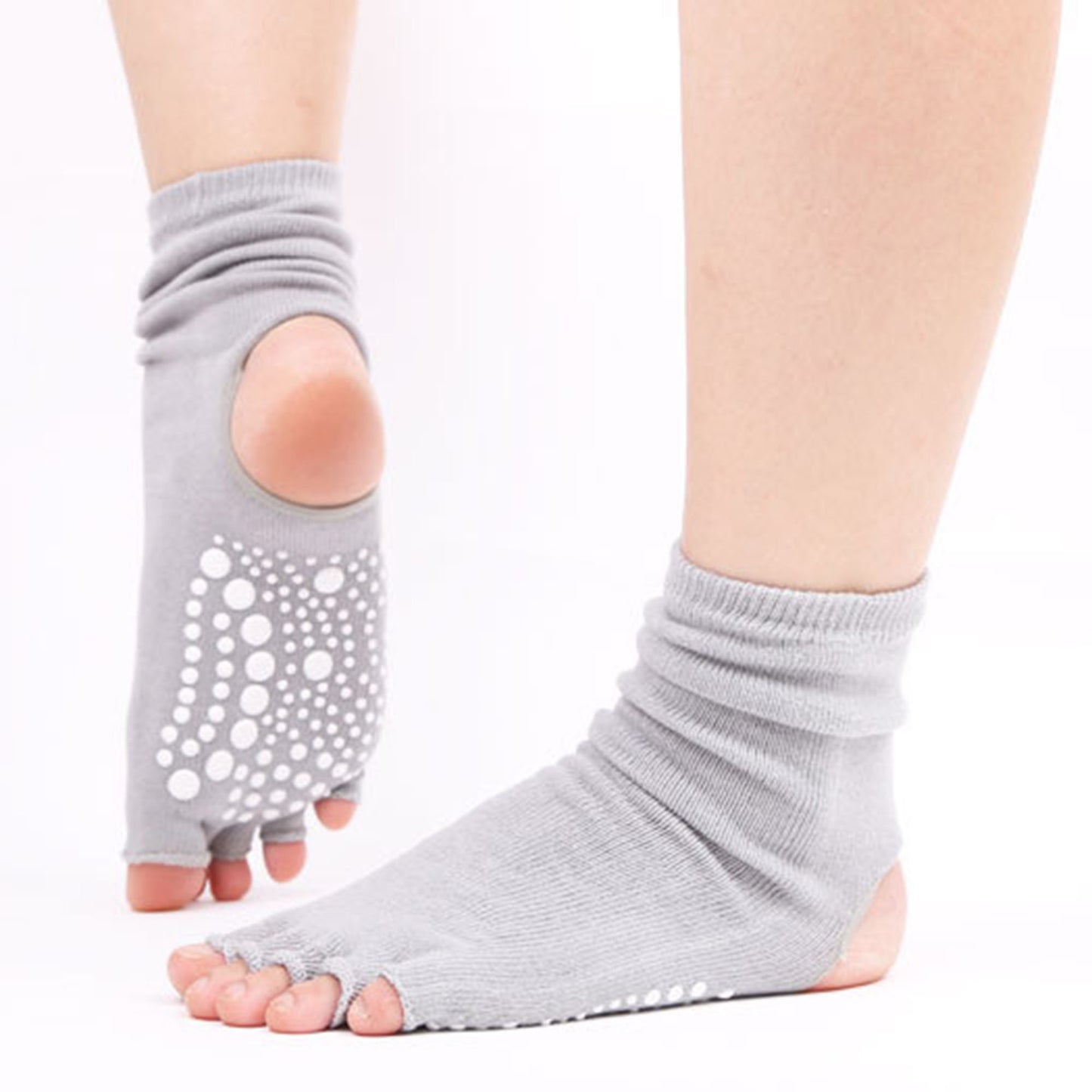 Anna-Kaci Women's Open Toe Grip Yoga Socks with Anti-Slip Sole and Cut-Out Instep Design for Pilates and Barre Workouts