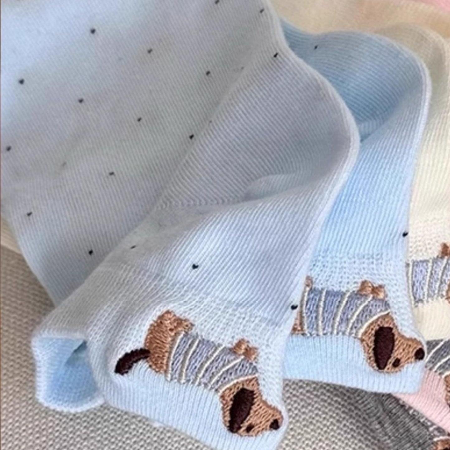 Anna-Kaci Women's 3-Pair No-Show Socks with Embroidered Dog Design and Soft Knit Low-Cut Fit for Casual Comfort
