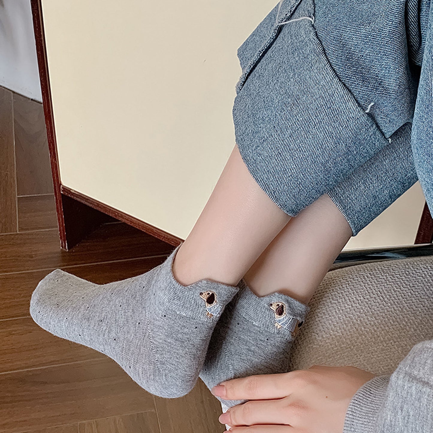 Anna-Kaci Women's 3-Pair No-Show Socks with Embroidered Dog Design and Soft Knit Low-Cut Fit for Casual Comfort