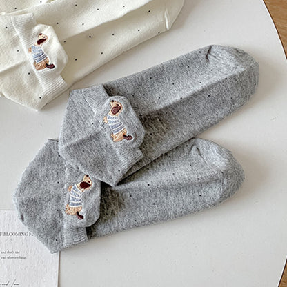 Anna-Kaci Women's 3-Pair No-Show Socks with Embroidered Dog Design and Soft Knit Low-Cut Fit for Casual Comfort