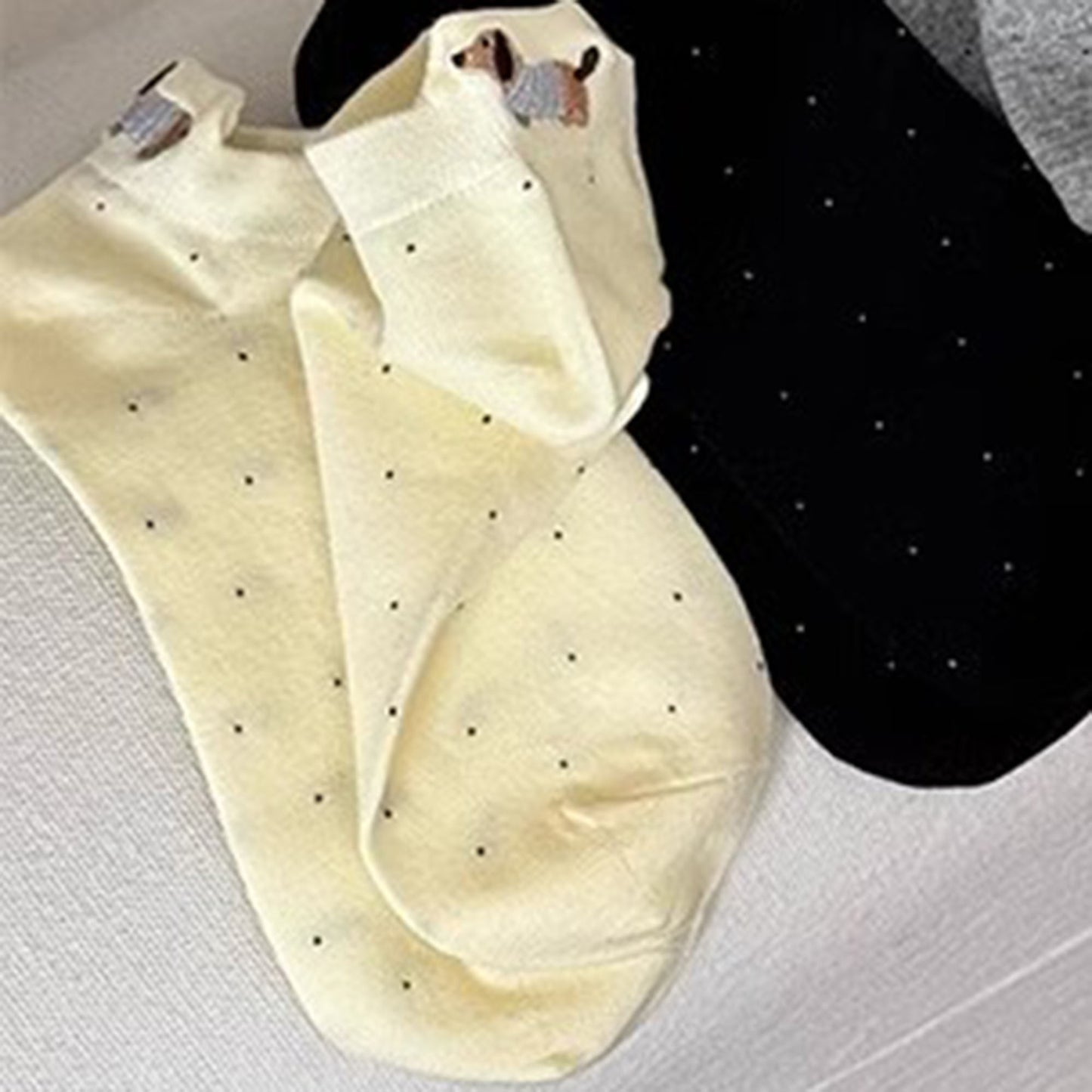 Anna-Kaci Women's 3-Pair No-Show Socks with Embroidered Dog Design and Soft Knit Low-Cut Fit for Casual Comfort