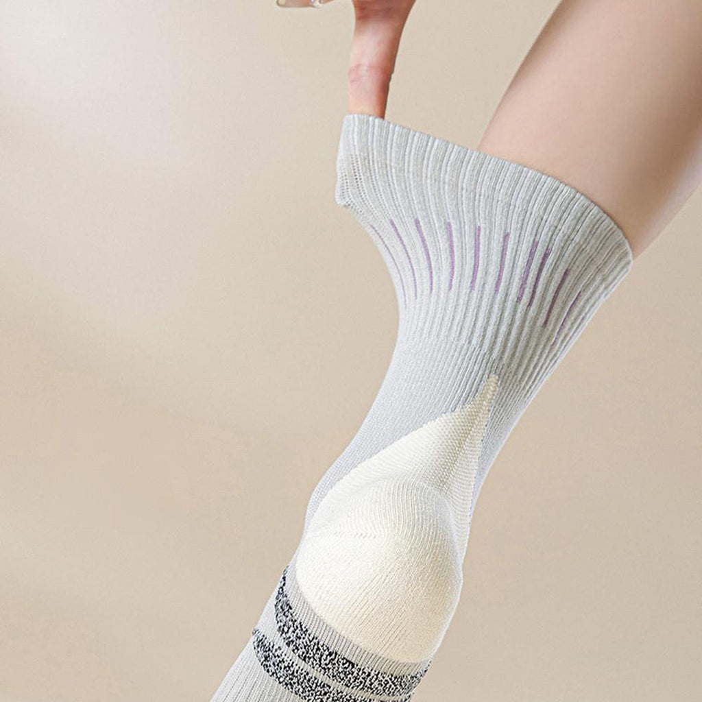 Anna-Kaci Women's 2-Pair Ribbed Crew Socks with Contrast Toe and Heel Design and Modern Abstract Knit Pattern