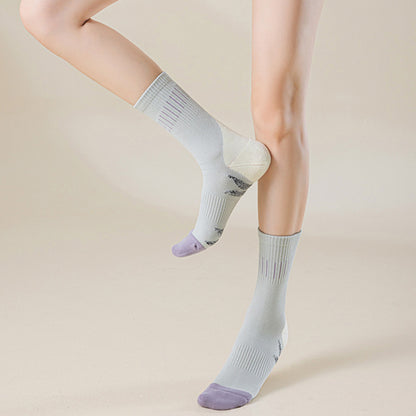 Anna-Kaci Women's 2-Pair Ribbed Crew Socks with Contrast Toe and Heel Design and Modern Abstract Knit Pattern