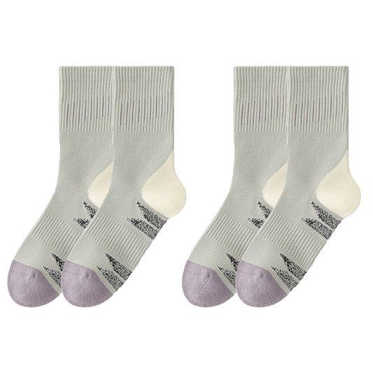 Anna-Kaci Women's 2-Pair Ribbed Crew Socks with Contrast Toe and Heel Design and Modern Abstract Knit Pattern