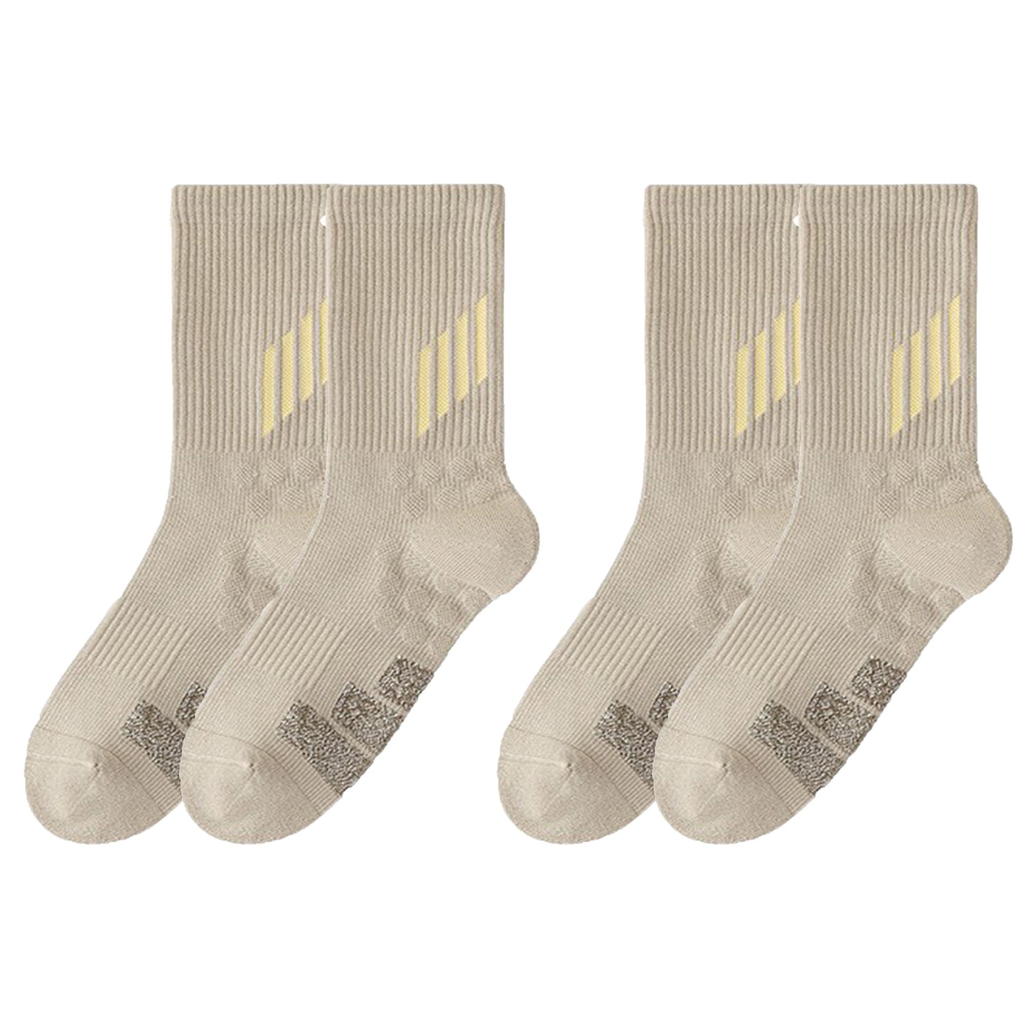 Anna-Kaci Women's 2-Pair Ribbed Crew Socks with Contrast Toe and Heel Design and Modern Abstract Knit Pattern