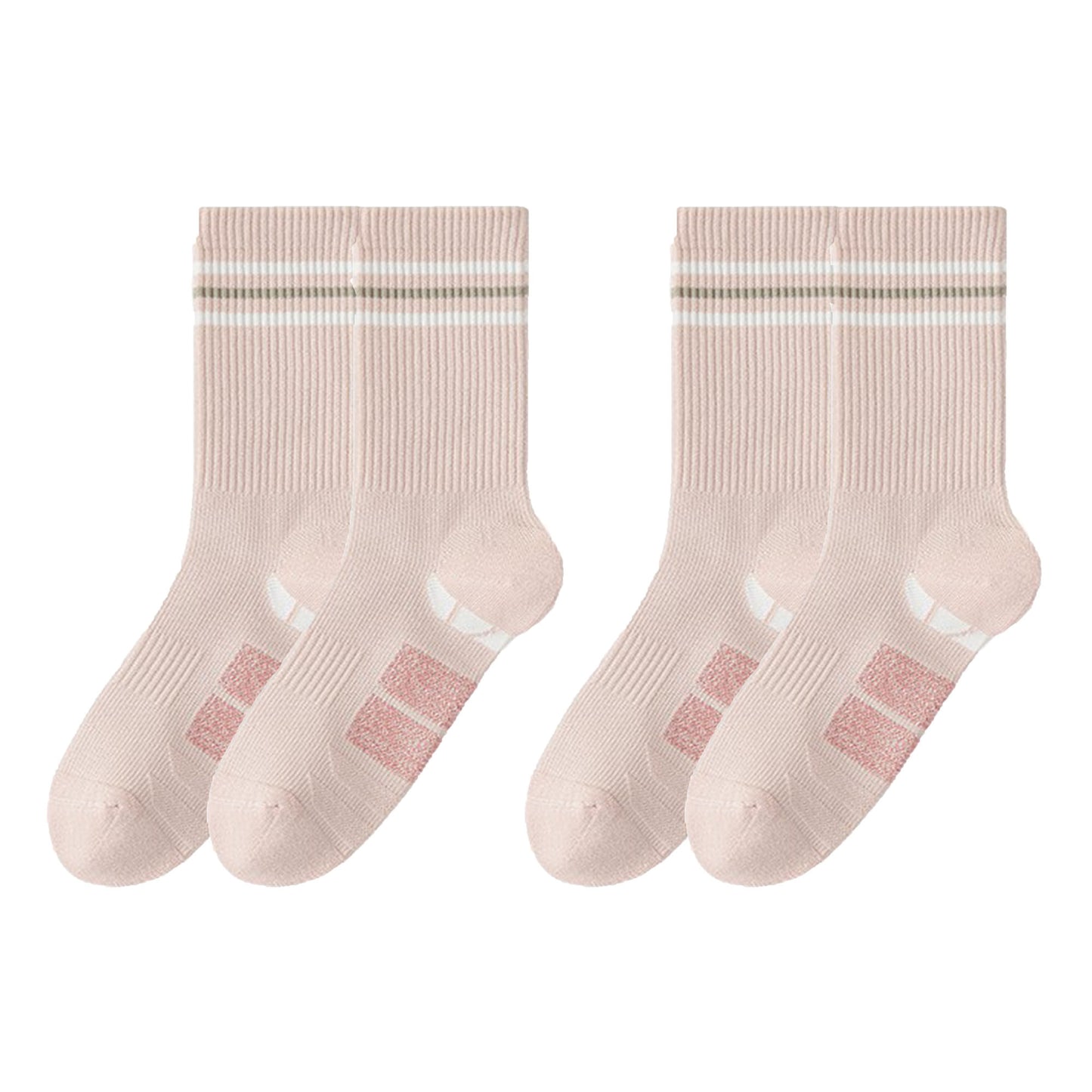Anna-Kaci Women's 2-Pair Ribbed Crew Socks with Contrast Toe and Heel Design and Modern Abstract Knit Pattern