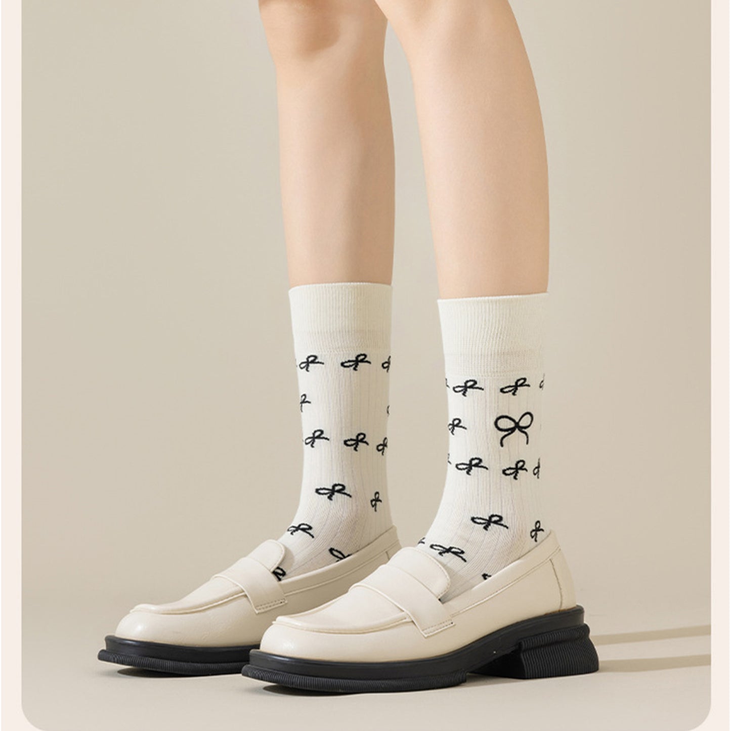 Anna-Kaci 3 Pairs Women's Casual Crew Socks Assorted Patterns Striped Polka Dot and Bow Embroidery