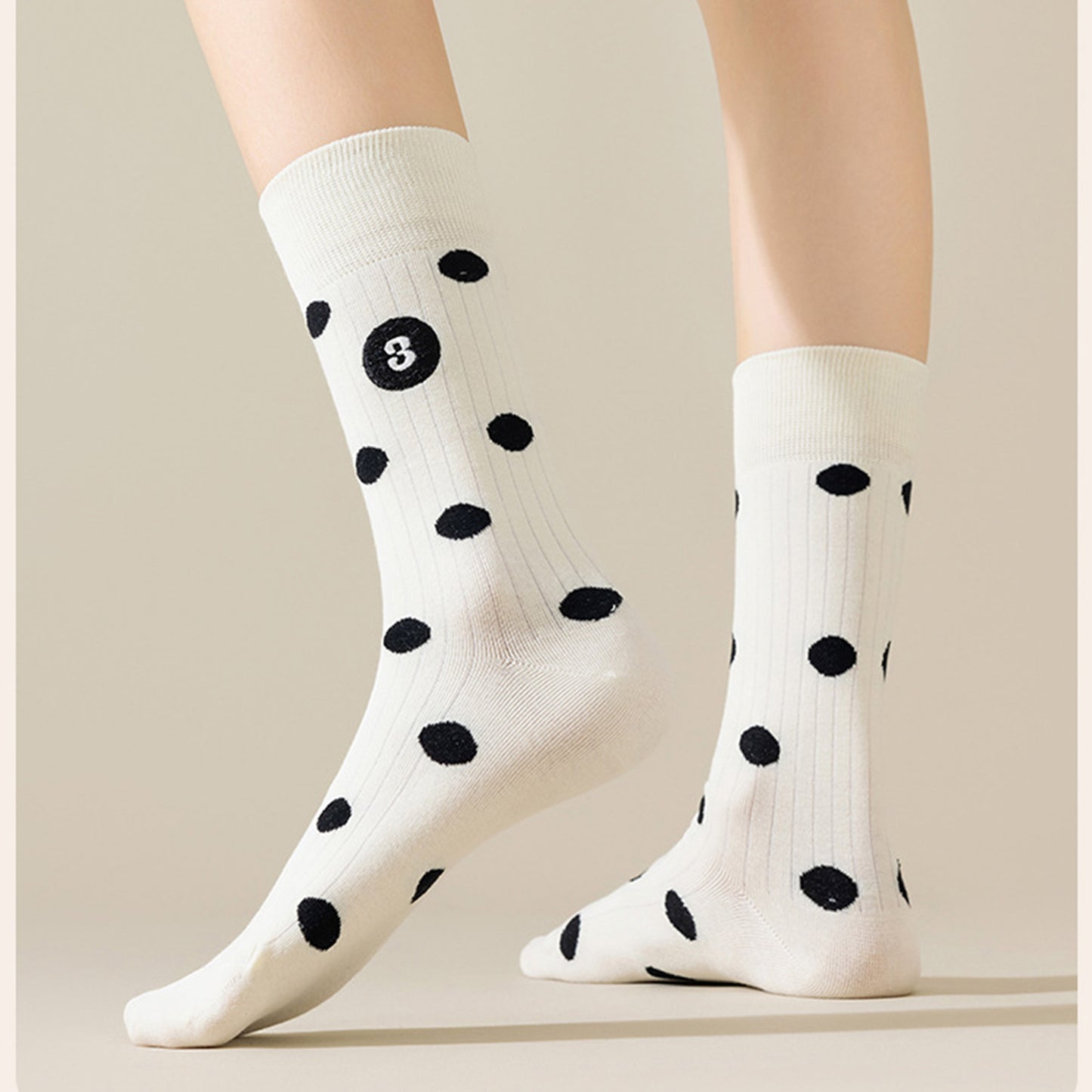 Anna-Kaci 3 Pairs Women's Casual Crew Socks Assorted Patterns Striped Polka Dot and Bow Embroidery