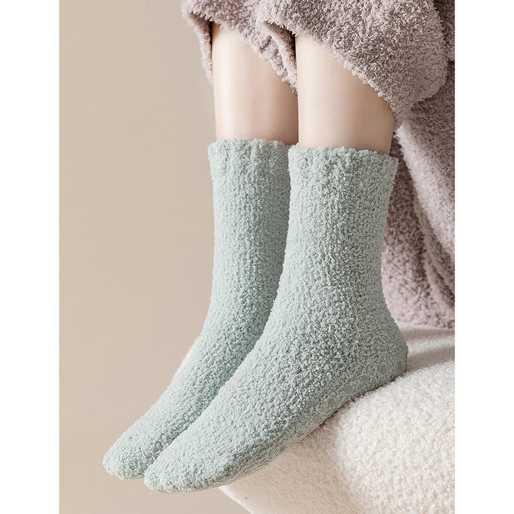 Anna-Kaci 3 Pairs Women's Plush Non-Slip Crew Socks with Thick Fleece Lining and Cozy Warm Fit