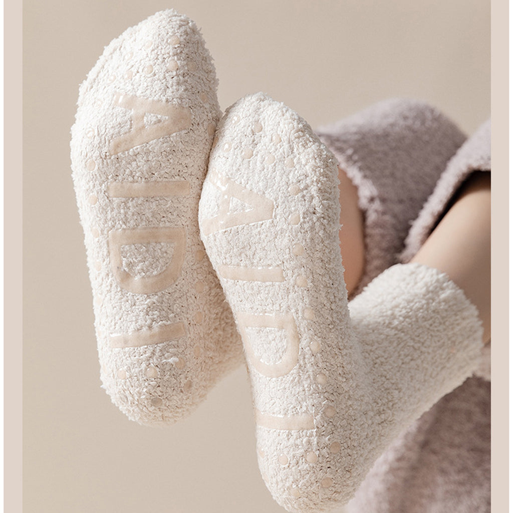 Anna-Kaci 3 Pairs Women's Plush Non-Slip Crew Socks with Thick Fleece Lining and Cozy Warm Fit