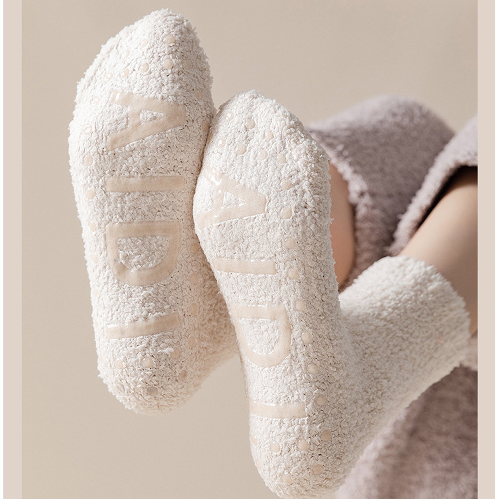 Anna-Kaci 3 Pairs Women's Plush Non-Slip Crew Socks with Thick Fleece Lining and Cozy Warm Fit
