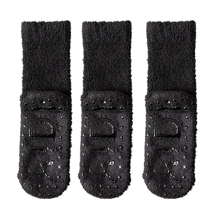 Anna-Kaci 3 Pairs Women's Plush Non-Slip Crew Socks with Thick Fleece Lining and Cozy Warm Fit