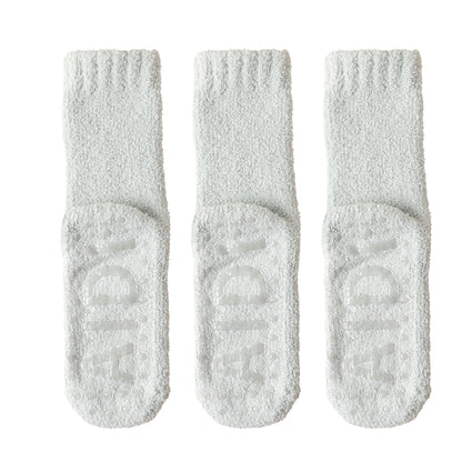 Anna-Kaci 3 Pairs Women's Plush Non-Slip Crew Socks with Thick Fleece Lining and Cozy Warm Fit