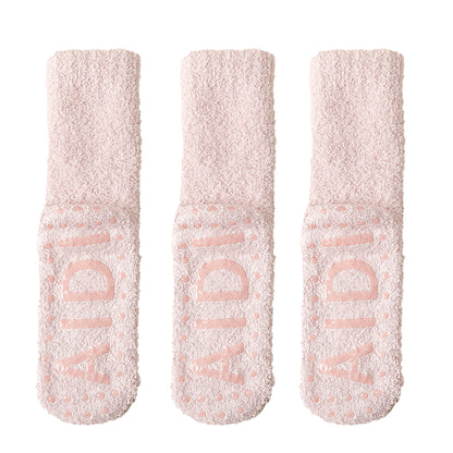Anna-Kaci 3 Pairs Women's Plush Non-Slip Crew Socks with Thick Fleece Lining and Cozy Warm Fit