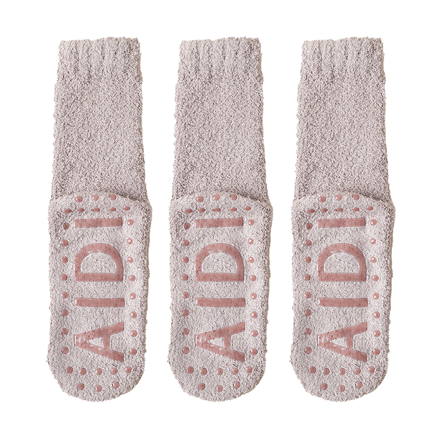 Anna-Kaci 3 Pairs Women's Plush Non-Slip Crew Socks with Thick Fleece Lining and Cozy Warm Fit