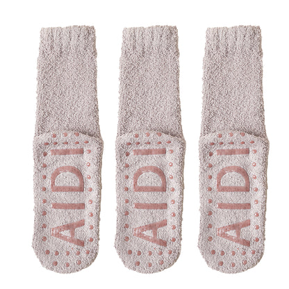 Anna-Kaci 3 Pairs Women's Plush Non-Slip Crew Socks with Thick Fleece Lining and Cozy Warm Fit