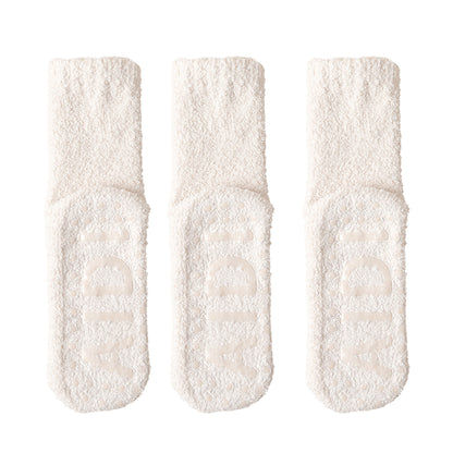 Anna-Kaci 3 Pairs Women's Plush Non-Slip Crew Socks with Thick Fleece Lining and Cozy Warm Fit