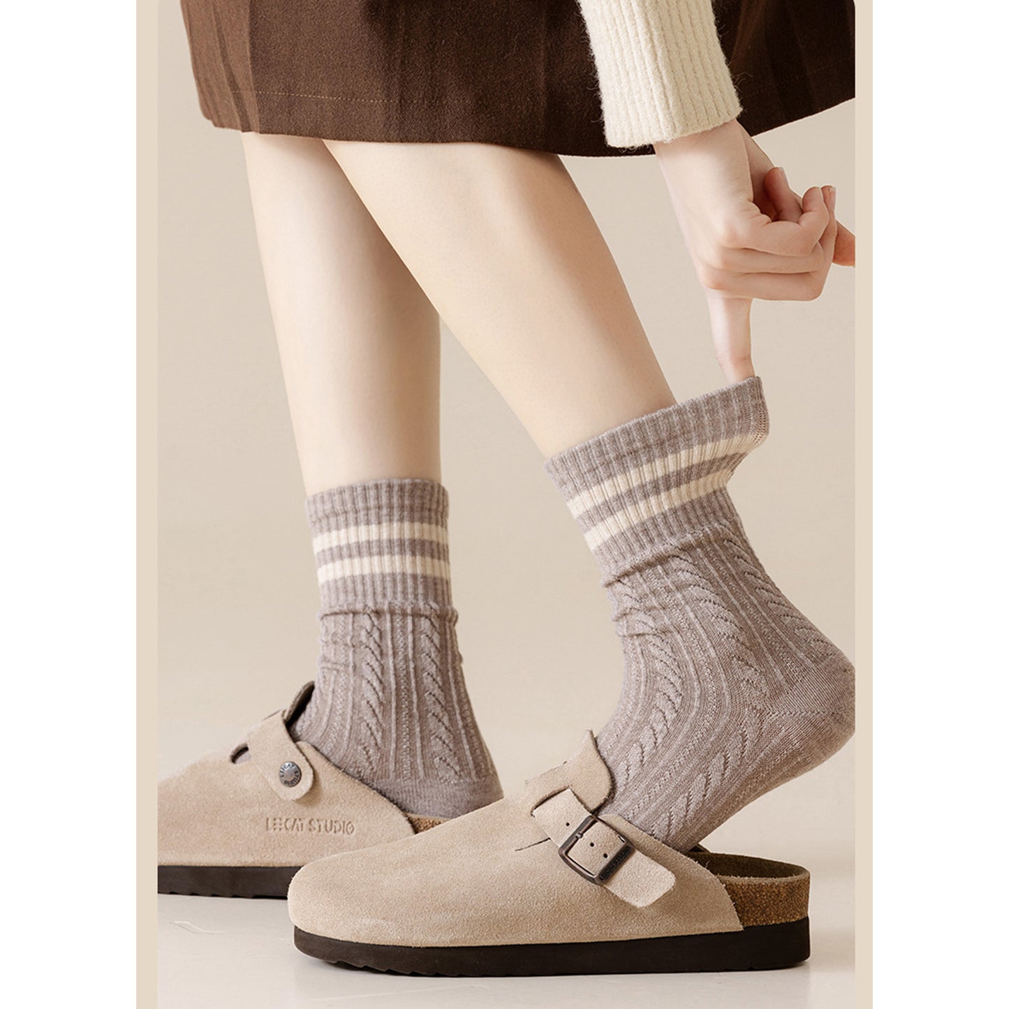 Anna-Kaci 3 Pairs Women's Cable Knit Crew Socks with Ribbed Cuffs and Soft Warm Cotton Blend