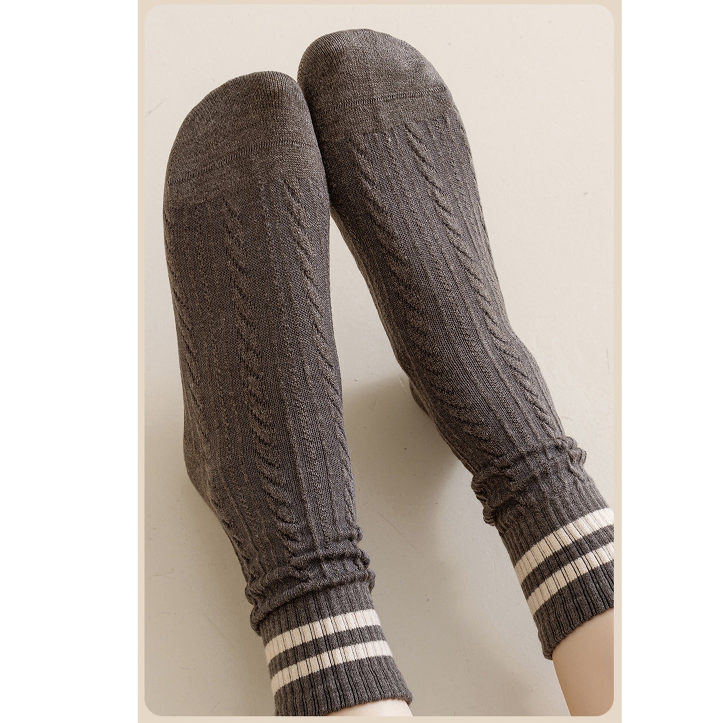 Anna-Kaci 3 Pairs Women's Cable Knit Crew Socks with Ribbed Cuffs and Soft Warm Cotton Blend