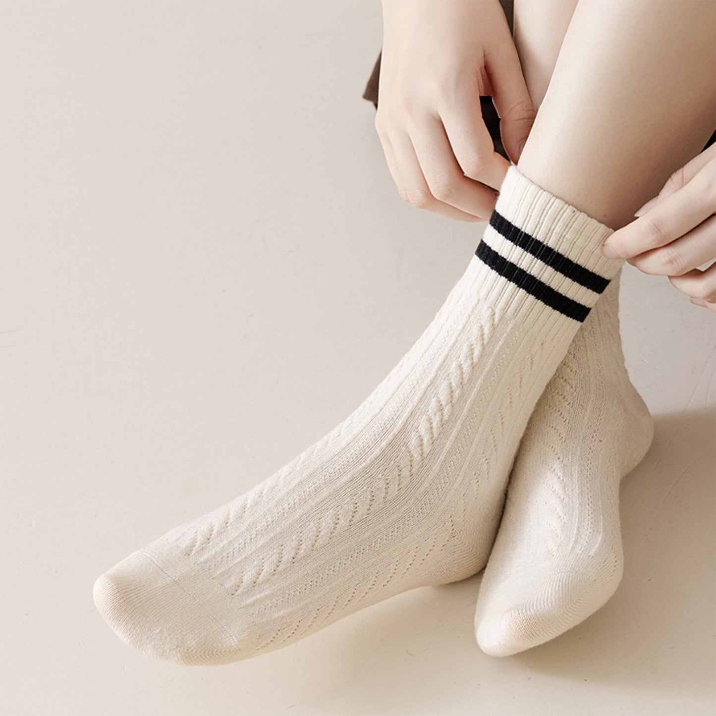 Anna-Kaci 3 Pairs Women's Cable Knit Crew Socks with Ribbed Cuffs and Soft Warm Cotton Blend