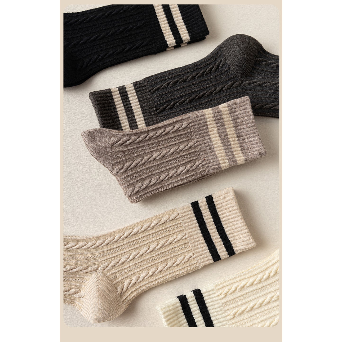 Anna-Kaci 3 Pairs Women's Cable Knit Crew Socks with Ribbed Cuffs and Soft Warm Cotton Blend