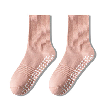 Anna-Kaci 2 Pairs Women's Yoga Non-Slip Crew Socks with Gripped Soles for Pilates and Home Workouts