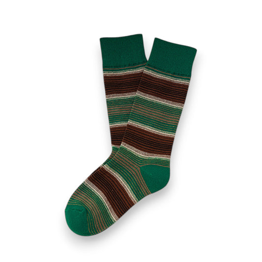 Anna-Kaci 3 Pairs Cotton Crew Socks with Retro Colored Striped Patterns and Comfortable Classic