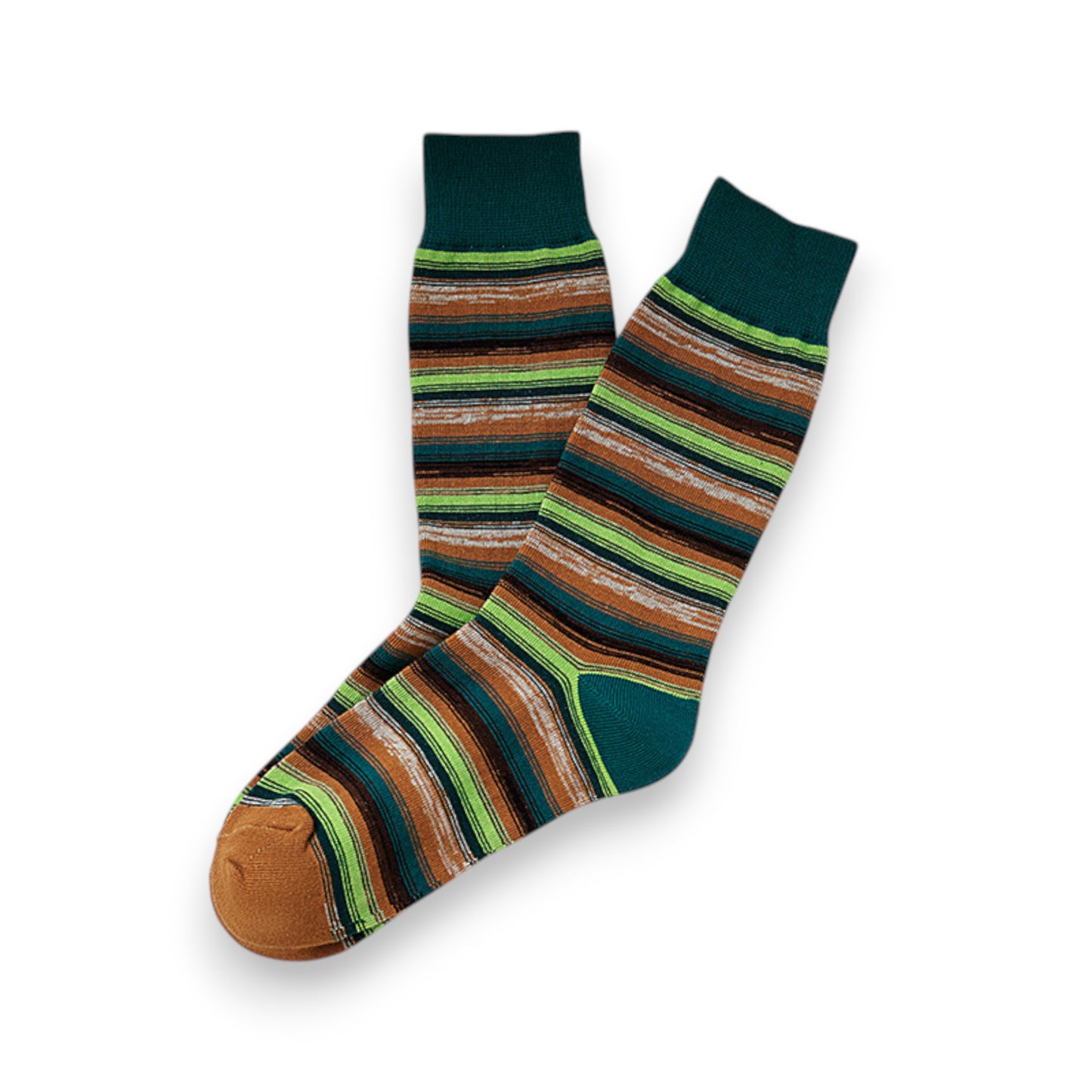 Anna-Kaci 3 Pairs Cotton Crew Socks with Retro Colored Striped Patterns and Comfortable Classic